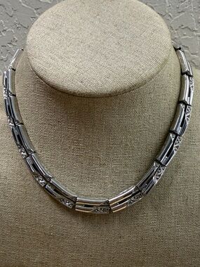 Monet Silver-Tone Articulated Link Necklace vintage